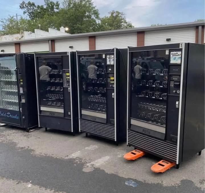 Vending machine for sale – freight-wrapped machines on PowerDeck trailer ready for shipment